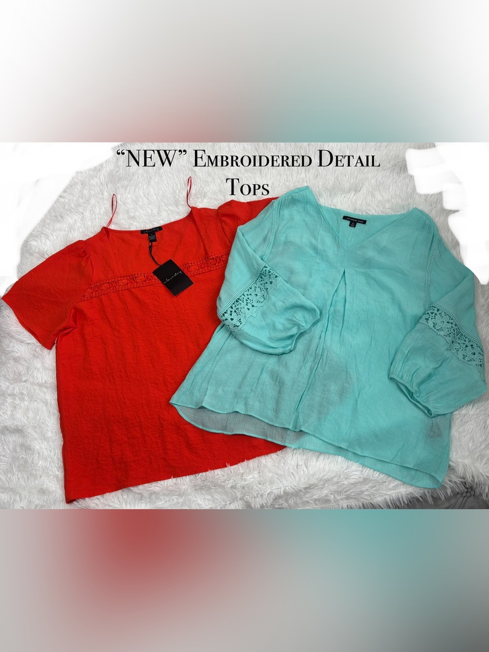 Women’s NEW | Lot of 2 | embroidery detail tops Size 2X 1-Orange & 1-Teal